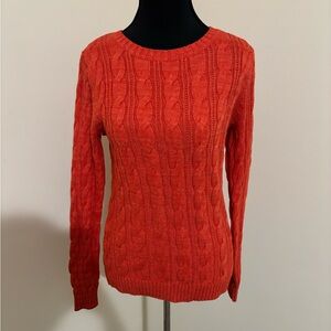 Lands' End Women's Cable Knit Sweater - Vibrant Orange